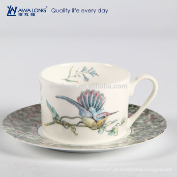 200ml kleine Kapazität Vogel Malerei natürlichen Stil feine Knochen China dekorative italienische Espresso Tasse, Kaffee Geschenk-Sets